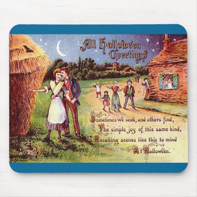 Vintage All Halloween Greeting Couple Mouse Mat (Front)