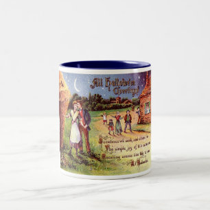 Vintage All Halloween Greeting Couple Two-Tone Coffee Mug