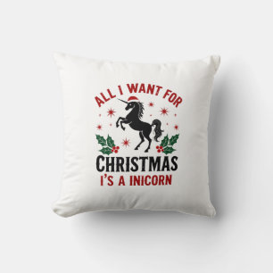 Vintage All I Want for Christmas Is a Unicorn Funn Cushion