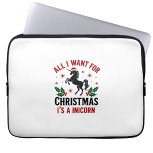 Vintage All I Want for Christmas Is a Unicorn Funn Laptop Sleeve
