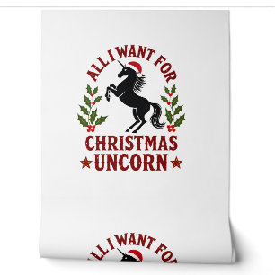 Vintage All I Want for Christmas Is a Unicorn Funn Wallpaper