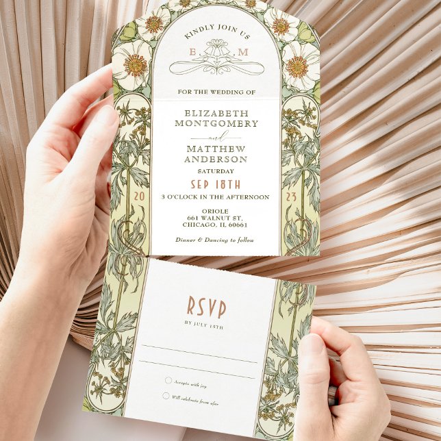 Vintage All in One Wedding Invitation by Mucha (Creator Uploaded)