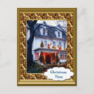 Vintage All lit up for Christmas Holiday Postcard