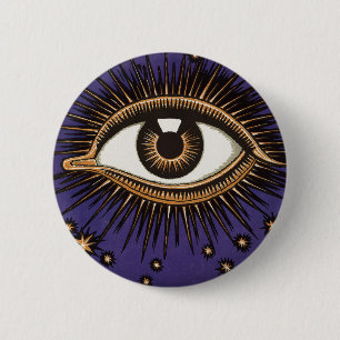 Vintage All Seeing Eye Mystic Celestial Art 6 Cm Round Badge