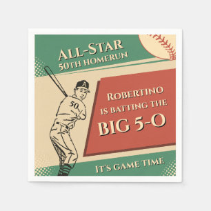 Vintage All Star Baseball Men 50th Birthday Napkin