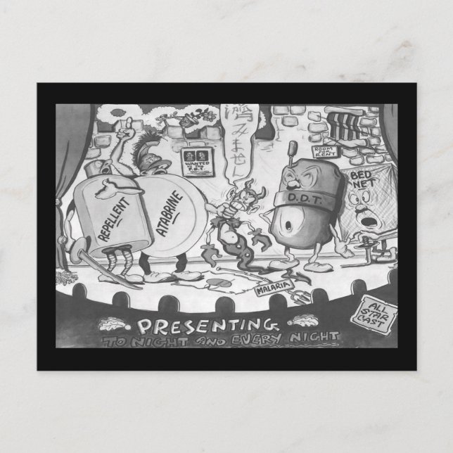 Vintage All Star Mosquito Repellent Cast Postcard (Front)