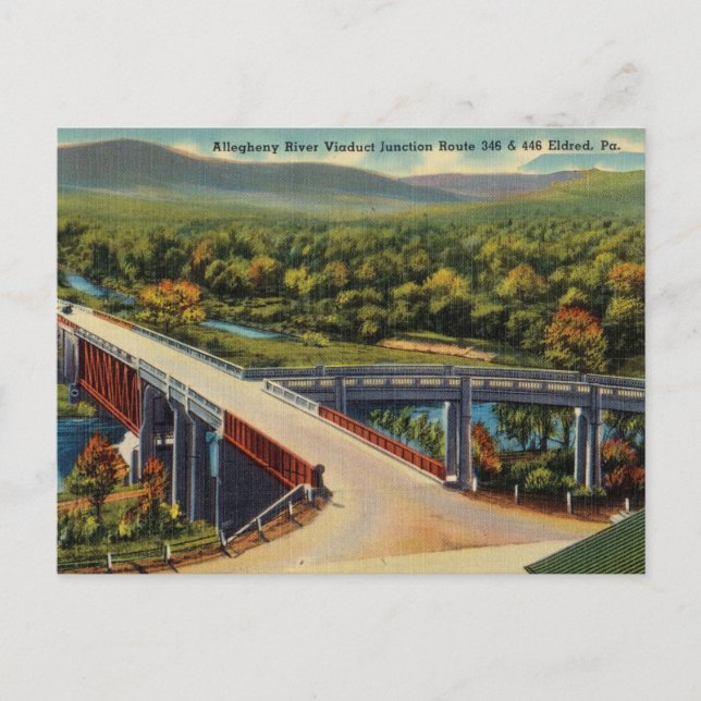 Vintage Allegheny River Eldred, Pennsylvania Postcard (Front)