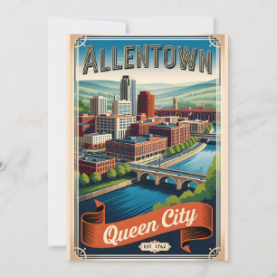 Vintage Allentown Pennsylvania Queen City Retro Holiday Card