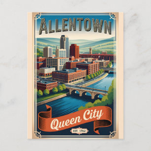Vintage Allentown Pennsylvania Queen City Retro Postcard