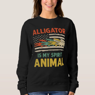Vintage Alligator Animals American Flag Sweatshirt