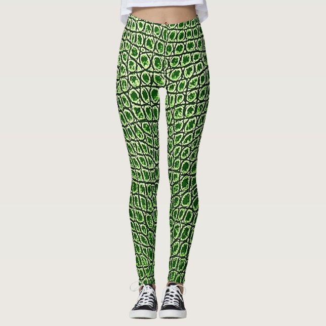 VINTAGE  ALLIGATOR  LEATHER BRIGHT LEAF GREEN LEGGINGS (Front)