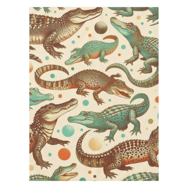 Vintage Alligator Seamlees Tablecloth (Front)