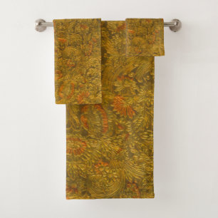 Vintage Allover Embossed Floral Pattern Bath Towel Set
