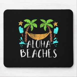 Vintage Aloha Beaches Hawaiian Hawaii Vacation Bea Mouse Mat