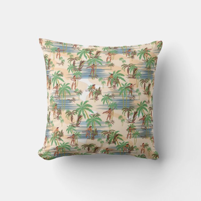 Vintage Aloha Hawaii Beach Summer Cushion (Front)