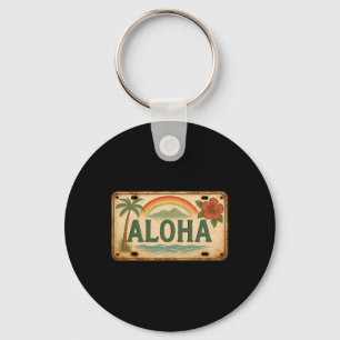 Vintage Aloha License Plate Hawaii Key Ring