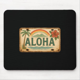Vintage Aloha License Plate Hawaii Mouse Mat