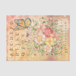 Vintage Alphabet Floral Butterfly Decoupage Tissue Paper