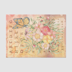 Vintage Alphabet Floral Butterfly Decoupage Tissue Tissue Paper