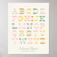 Vintage Alphabet Pastel Nursery Personalised
