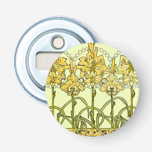 Vintage Alphonse Mucha Art Nouveau Lily Pattern Bottle Opener