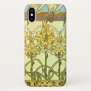 Vintage Alphonse Mucha Art Nouveau Lily Pattern iPhone X Case