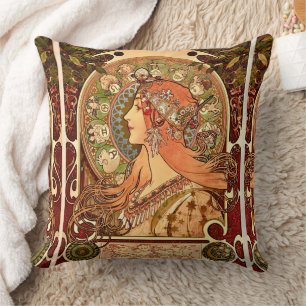 Vintage Alphonse Mucha - Art Nouveau Zodiac Cushion