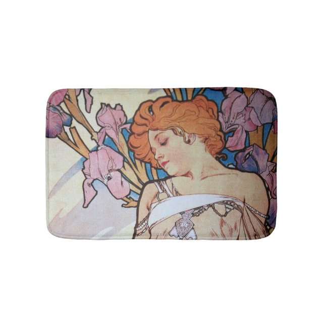 Vintage alphonse Mucha goddess Art nouveau Bath Mat (Front)
