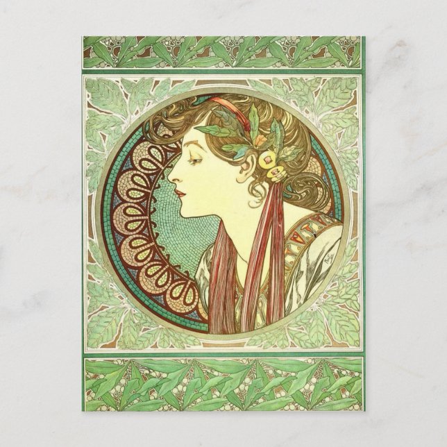 Vintage Alphonse Mucha Laurel GalleryHD Postcard (Front)