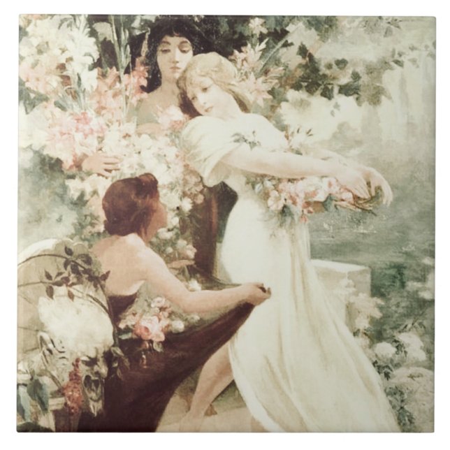 Vintage Alphonse Mucha Spirit of Spring  Tile (Front)