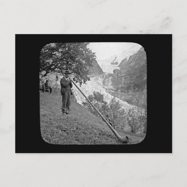 Vintage Alphorn  Magic Lantern Slide Postcard (Front)