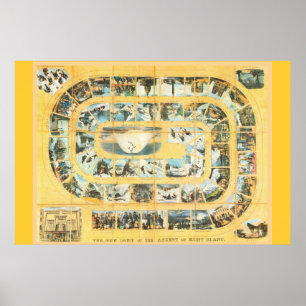 Vintage alpine game board, "Ascent of Mt Blanc" Poster