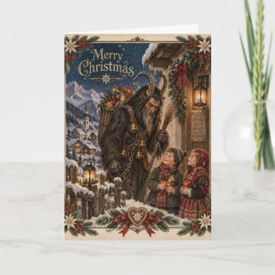 Vintage Alpine Krampus Christmas Folklore Holiday Card
