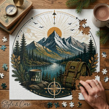 Vintage Alpine Wilderness Adventure Landscape Art