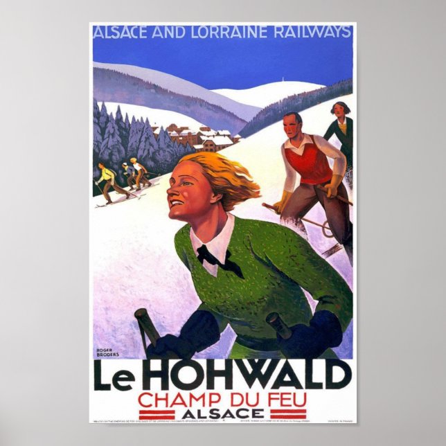 Vintage Alsace Ski Travel Poster (Front)