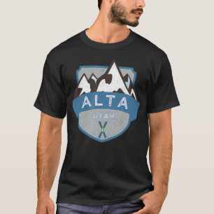 Vintage Alta Utah Illustration Retro Logo Ski T-Shirt