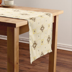 Vintage Alternating Medallions Pattern Short Table Runner