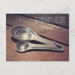 Vintage Aluminium Measuring Spoons Recipe Card
