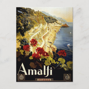 Vintage Amalfi Coast Italia Travel Postcard