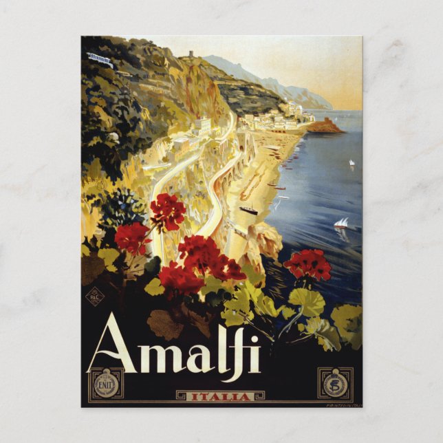 Vintage Amalfi Coast Italia Travel Postcard (Front)