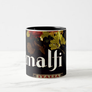 Vintage Amalfi Coast Italia Travel Poster Two-Tone Coffee Mug