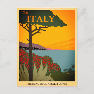 Vintage Amalfi Coast Italy Travel Postcard