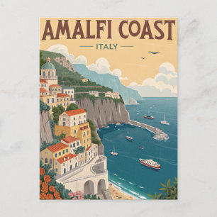 Vintage Amalfi Coast Travel Postcard