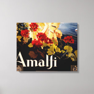 Vintage Amalfi Italia Travel Graphic Poster Art Canvas Print