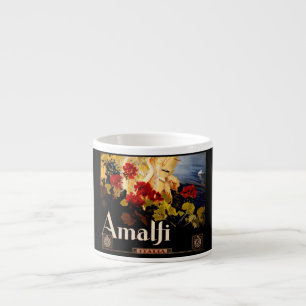 Vintage Amalfi Italia Travel Graphic Poster Art Espresso Cup