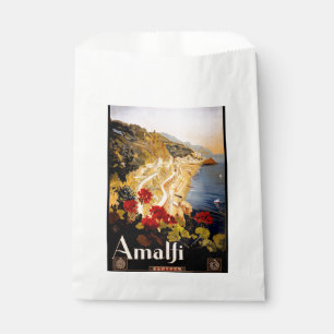 Vintage Amalfi Italia Travel Graphic Poster Art Favour Bags