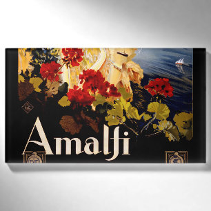 Vintage Amalfi Italia Travel Graphic Poster Art Name Tag