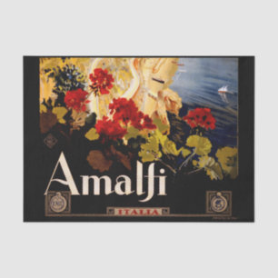 Vintage Amalfi Italia Travel Graphic Poster Art Tissue Paper