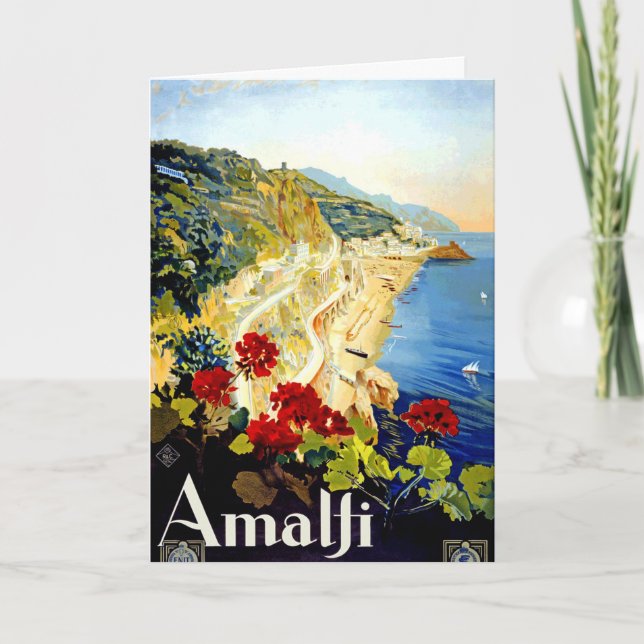 Vintage Amalfi Italy Europe Travel Holiday Card (Front)