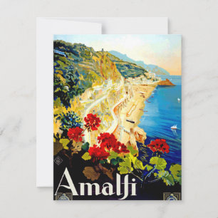 Vintage Amalfi Italy Europe Travel Holiday Card